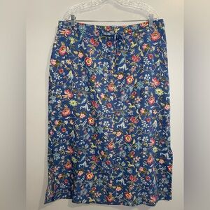 Crazy Horse Liz Claiborne Blue Floral Maxi Skirt Y2K Size 18 Cottagecore Plus